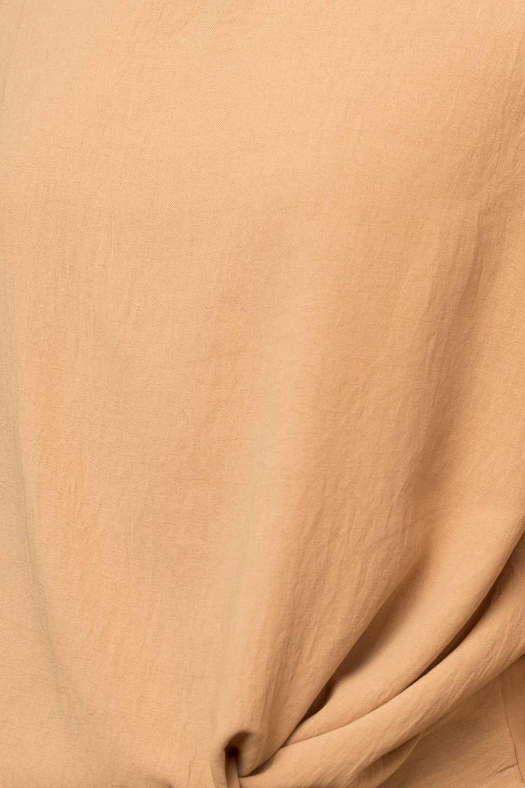 SOLID WOVEN TEE WITH FRONT KNOT DETAIL